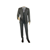 Men's Apollo King 3 piece Vested Business Suit Vested SL203 Gray Textured image 4