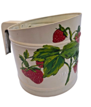 Vtg Handpainted Flour Sifter Strawberry Strawberries Print Primitive Farmhouse - £29.75 GBP