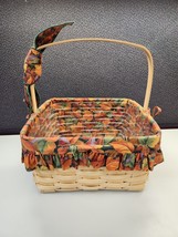 Longaberger 1997 Large Basket W/ Handle Liner Protector Tie Fall Leaves 12x12 - £31.39 GBP