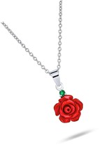 Romantic Delicate Floral Blooming 3D Pink Red Rose Flower CZ - $120.91