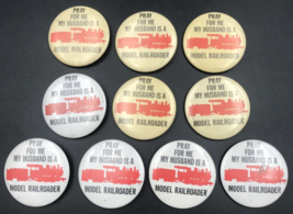 Lot of Ten (10) Pray For Me My Husband Is A Model Railroader Locomotive Pins - £9.74 GBP
