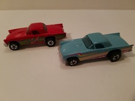 x2 Hot Wheels Custom &#39;57 T-Bird / 1977 &#39;57 Ford Thunderbird Lot Loose Blue &amp; Red - £10.95 GBP