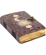 Handmade Sun &amp; Moon Vintage Leather Journal for Men &amp; Women 200 Pages An... - £39.33 GBP