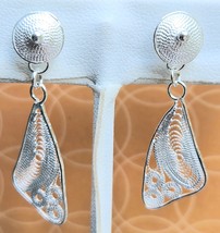 Butterfly Wing 925 Sterling Silver Handcrafted Dangle/Drop Earrings 2.50 grams - £17.49 GBP