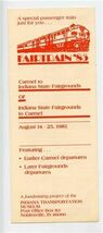 Fairtrain 85 Brochure Carmel to Indiana State Fairgrounds 1985 - $17.82