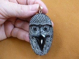 (j-eagle-81) black Eagle HEAD oval PENDANT bird head aceh bovine horn carving - £24.15 GBP