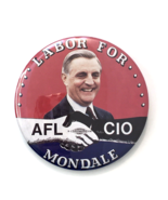 Labor Union for Walter Mondale AFL CIO Button Election Campaign Pin 3.5&quot;... - $12.00