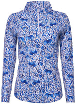 Nwt Ladies Ibkul Kendra Denim Blue Long Sleeve Mock Golf Shirt - Xl &amp; Xxl - £50.99 GBP