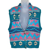 NUOVO Vintage Southwestern colorful tribal Aztec knit sweater vest size ... - $33.87