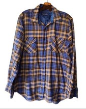 Vintage Tracker Plaid Flannel Button Up Shirt Mens Size Large Blue Brown... - $21.77