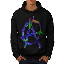 Wellcoda Anarchy Symbol Color Mens Hoodie, Graffiti Casual Hooded Sweatshirt - £25.87 GBP+