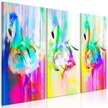 Tiptophomedecor Stretched Canvas Animal Art - Colourful Flamingos - Stretched &amp;  - £78.35 GBP+