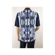 Mens Stacy Adams Italian Style Knit Woven Shirt Short Sleeves 3117 Navy Blue image 2