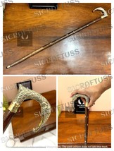 Vintage Style Brass Walking Stick With Brass Elephant Handle Victorian Cane - £15.88 GBP+