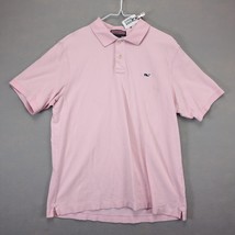 Vineyard Vines Men&#39;s L Polo Shirt Pink 100% Pique Cotton Navy Logo Coast... - $25.00