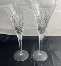 Pair Waterford Crystal Millennium Health Champagne Flutes Glasses - £94.35 GBP