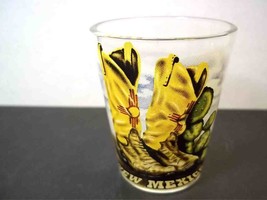 Souvenir shot glass New Mexico yellow cowboy boots cactus - $5.71