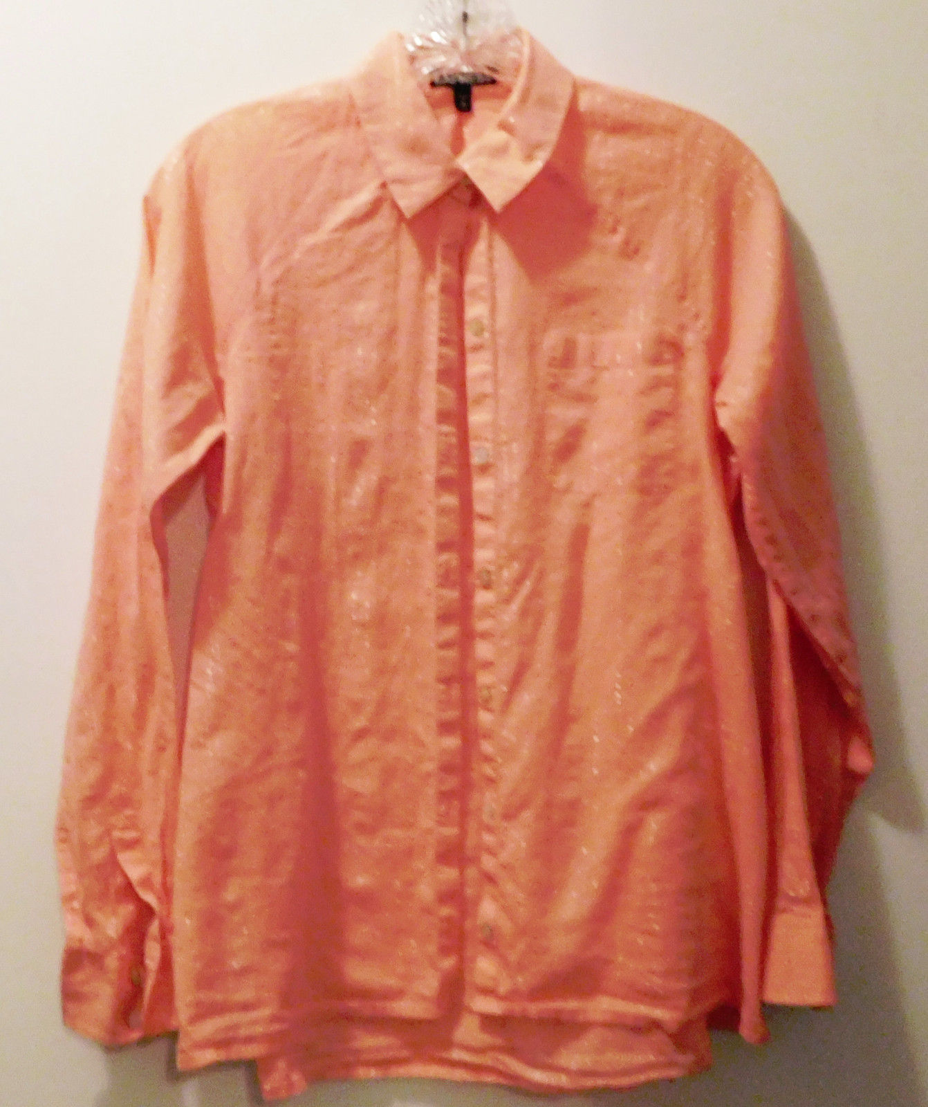 Primary image for Express Peach w/Silver Threads - Ladies XS Button Down Blouse - Cotton Blend