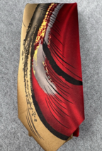 J Garcia Red Gold Abstract Art Tie Capillaries Collection 52 Necktie - $29.69