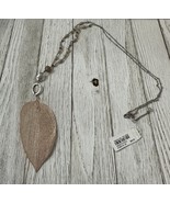 J Jill Necklace Large Leaf Pendant Metal &amp; Bead Chain - $12.87