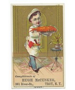 Circa 1890 Hugh McCusker Dry Goods Troy NY trade card little boy chef w/... - $19.99