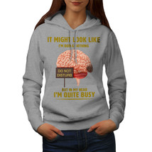 Wellcoda Brains Busy Womens Hoodie, Do Not Disturb Casual Hooded Sweatshirt - £28.88 GBP