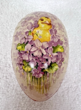 Vintage Germany Easter Paper Egg w Violets Baby Yellow Chick 3.5 x 2 1/4... - $22.28