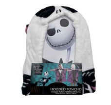 Nightmare Before Christmas Jack Skellington Hooded Minky Fleece Poncho T... - $455.59 MXN