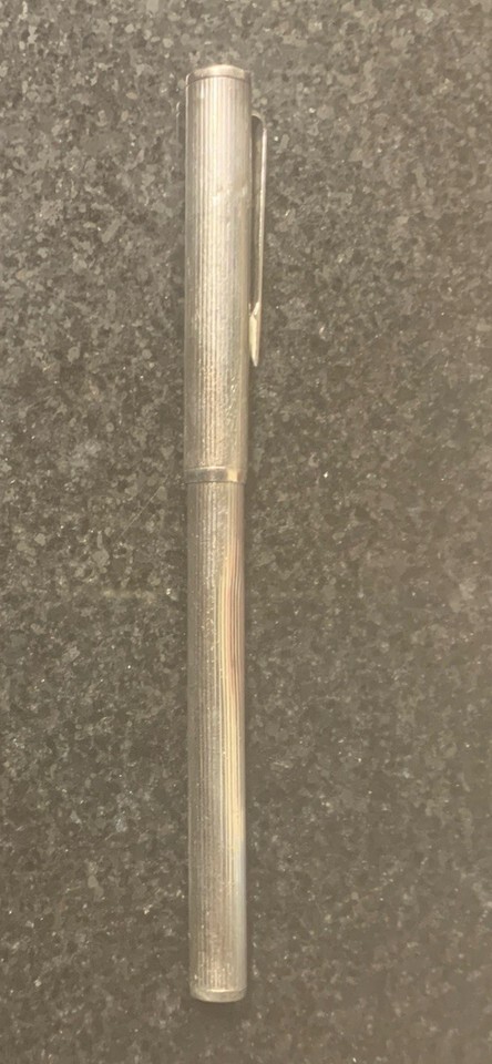 Vintage Alfred Dunhill Sterling Silver Pinstripe Ballpoint Pen Blue Ink *READ* Item image 7