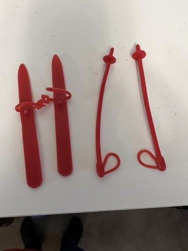 vtg Barbie Doll Red Plastic Hong Kong Olympic snow Skis and Poles Sports... - $14.80