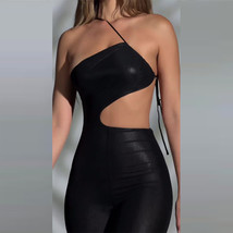 Summer Oblique Collar Strap Design Sexy Hollow Tight Sleeveless Pants SIZE-L - £44.90 GBP