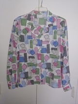 Alfred Dunner Ladies Ls Button TOP-14P-100% POLYESTER-GEOMETRIC PATTERN-NWOT-LIG - £11.00 GBP