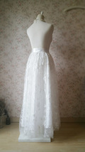 White Embroidery Lace Tulle Maxi Skirt Alternative Wedding Party Skirt Outfit image 5