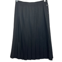 Talbots Pleated Skirt Black Size 14P Petite 100% Wool Side Buttons Midi ... - £19.80 GBP