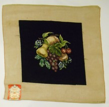 Fruit & Floral Vtg Dritz Needlepoint Embroidery Art Panel Craft Upholstery - $89.95