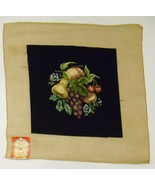 FRUIT &amp; FLORAL Vtg DRITZ Needlepoint Embroidery Art Panel Craft Upholstery - £70.57 GBP