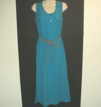 Jade Melody Tam Shirt Dress Size S Teal Blue Sleeveless Mid Calf Polyester Small - £15.41 GBP
