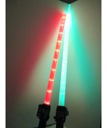 Lot of 2 Space Sword Electronic Lightsaber Green &amp; Red Lights Up Sound 2... - £23.36 GBP
