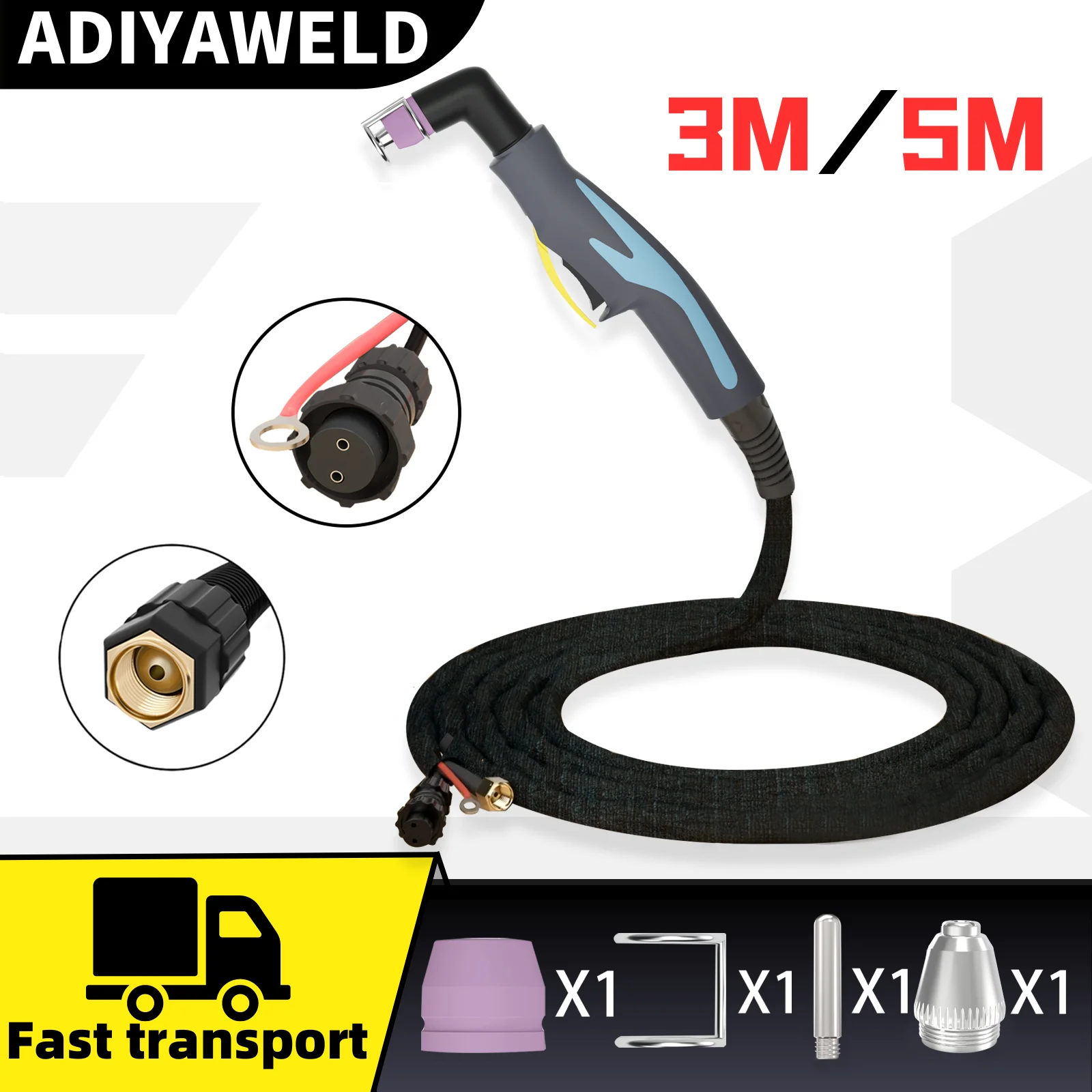 ADIYAWELD Air Plasma Torch SG55 WSD60 Plasma Cutter Cutting Torch with /5M Burne - £77.01 GBP