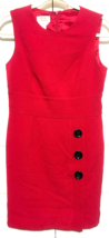 Talbots 6P  Red Sheath Midi Dress Cotton &amp; Spandex Stretch Lined - $24.75