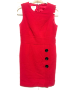 Talbots 6P  Red Sheath Midi Dress Cotton &amp; Spandex Stretch Lined - $24.75