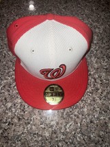 Washington Nationals Hat Fitted Size 7 1/2 Red White New - $720.27 MXN