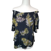Maurices Off the Shoulder Tropical Top Shirt Size S Womens Black Vacation Resort - £15.68 GBP