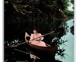 Canoeing on Deal Lake Asbury New Jersey NJ UNP DB Postcard T3 - £2.84 GBP