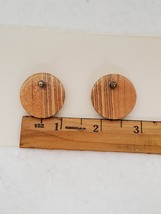 Mid Century genuine wood button pierced earrings - £14.16 GBP