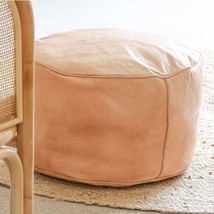 Moroccan Leather , Ottoman Cover , Comfy  cozy , handmade natural leather , foot - £167.86 GBP