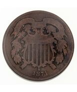 1871 Two Cent Piece, Good Condition, All Brown Color, Full Rims - €44,26 EUR