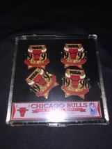 Chicago Bulls Four Time NBA Champions Commemorative Pin Set /5000 New Se... - $24.18