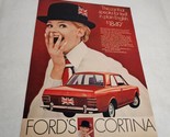 Ford Cortina Woman Red Car British Flag English Two Vintage Print Ads 1969 - £8.79 GBP