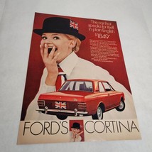 Ford Cortina Woman Red Car British Flag English Two Vintage Print Ads 1969 - £8.63 GBP
